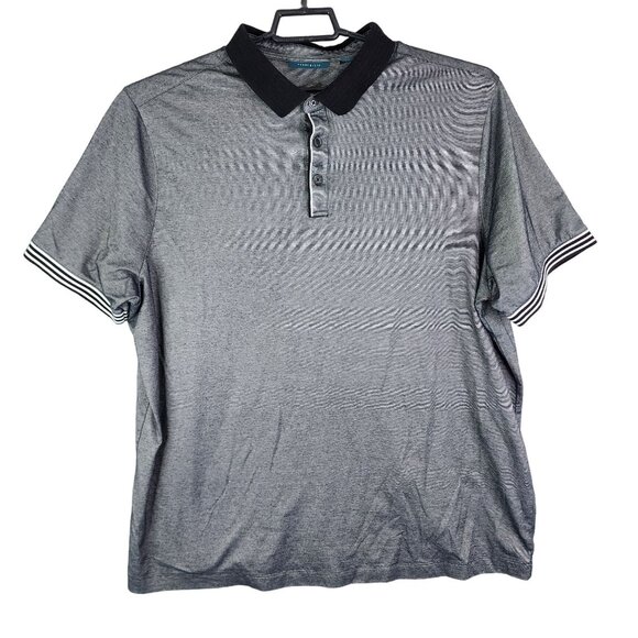 Mens Gray & Black Perry Ellis Polo Shirt Short Sleeve Cotton Blend Size 2XLT - Picture 1 of 11